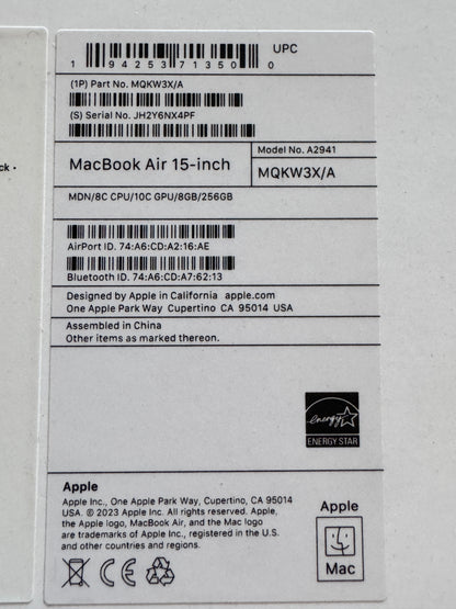 MacBook Air M2 2023 8GB / 256GB